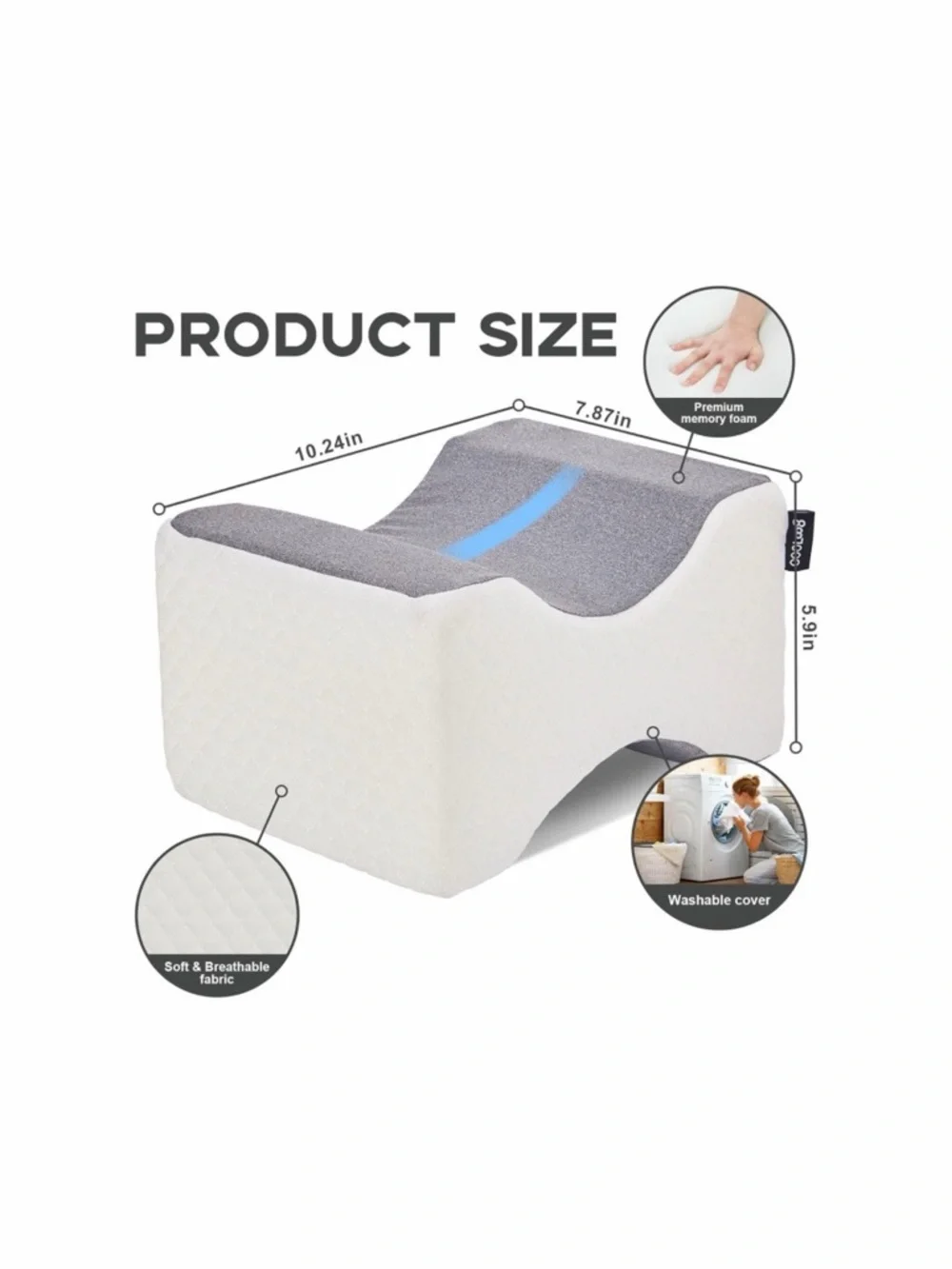 cooloo8 Knee Pillow for Side Sleepers, Leg & Knee Support Pillow NEW